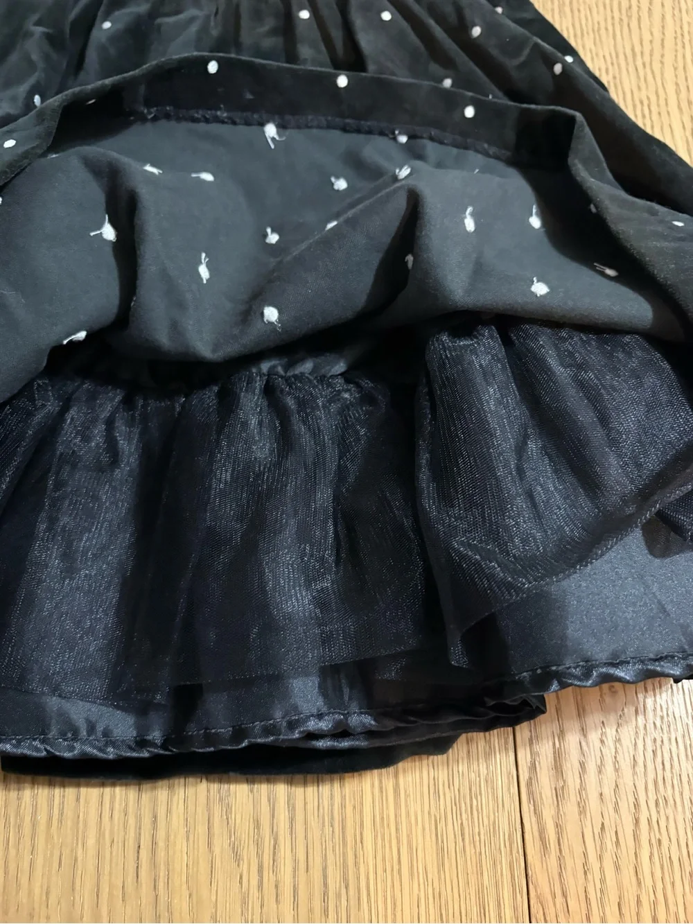 Gymboree Black Velvet Polka Dot Dress with White Collar and Waistband